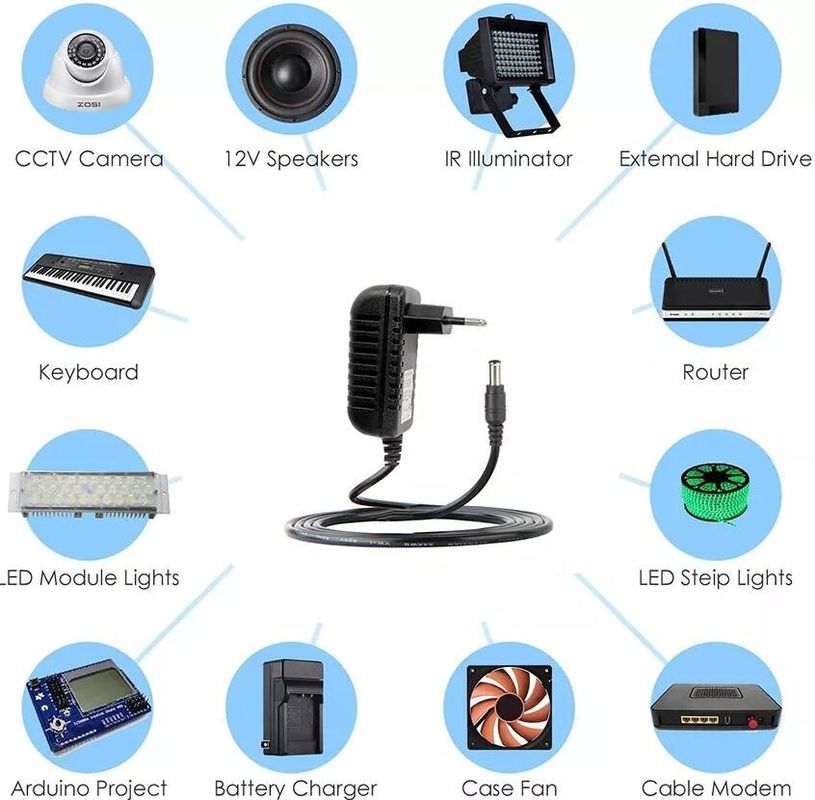 آداپتور AC DC با دوشاخه 12 ولتی اتحادیه اروپا مبدل 100 ولت-240 ولت منبع تغذیه 1000 میلی آمپر
